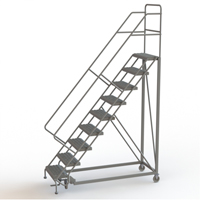 Safety Slope Rolling Ladder, 9 Steps, Serrated, 50° Incline, 90" High Equipex