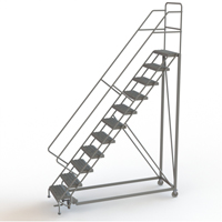 Safety Slope Rolling Ladder, 11 Steps, Serrated, 50° Incline, 110" High Equipex