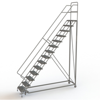 Safety Slope Rolling Ladder, 14 Steps, Serrated, 50° Incline, 140" High Equipex