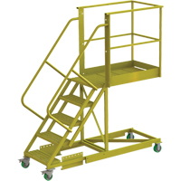 Cantilever Rolling Ladder, Supported, 5 Steps, 40" Platform Depth, 50" Platform Height Equipex