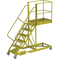 Cantilever Rolling Ladder, Supported, 6 Steps, 40" Platform Depth, 60" Platform Height Equipex