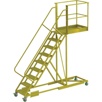 Cantilever Rolling Ladder, Supported, 9 Steps, 40" Platform Depth, 90" Platform Height Equipex