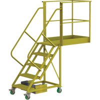 Cantilever Rolling Ladder, Unsupported, 5 Steps, 40" Platform Depth, 50" Platform Height Equipex
