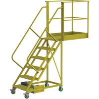 Cantilever Rolling Ladder, Unsupported, 6 Steps, 40" Platform Depth, 60" Platform Height Equipex