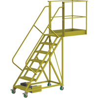 Cantilever Rolling Ladder, Unsupported, 7 Steps, 40" Platform Depth, 70" Platform Height Equipex