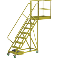 Cantilever Rolling Ladder, Unsupported, 8 Steps, 40" Platform Depth, 80" Platform Height Equipex