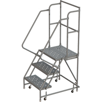 Escabeaux roulants &agrave; dessus profond, 3 marches, Largeur de la marche 16", Hauteur de la plateforme 30", Acier Equipex