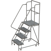 Escabeaux roulants &agrave; dessus profond, 4 marches, Largeur de la marche 16", Hauteur de la plateforme 40", Acier Equipex