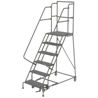Escabeaux roulants &agrave; dessus profond, 7 marches, Largeur de la marche 16", Hauteur de la plateforme 70", Acier Equipex