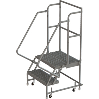 Escabeaux roulants &agrave; dessus profond, 2 marches, Largeur de la marche 16", Hauteur de la plateforme 20", Acier Equipex