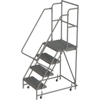Escabeaux roulants &agrave; dessus profond, 4 marches, Largeur de la marche 16", Hauteur de la plateforme 40", Acier Equipex