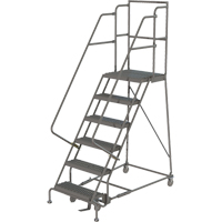 Escabeaux roulants &agrave; dessus profond, 6 marches, Largeur de la marche 16", Hauteur de la plateforme 60", Acier Equipex