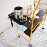 Jobsite Series 4' Safety Rail & Tool Shelf Scaffold Kit, Steel Frame, 49-1/2" D x 57-3/4" H Equipex