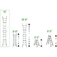 &eacute;chelle t&eacute;lescopique multipositions, 2,916' - 9,75', Aluminium, 300 lb, CSA calibre 1A Equipex