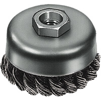 Knot Wire Cup Brush, 3" Dia. x 5/8"-11 Arbor Equipex