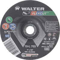 Flexcut Depressed Centre Grinding Wheels, 7", 36 Grit, Aluminum Oxide, 7/8", 8600 RPM, Type 29 Equipex