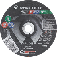Flexcut Depressed Centre Grinding Wheels, 7", 60 Grit, Aluminum Oxide, 7/8", 8600 RPM, Type 29 Equipex