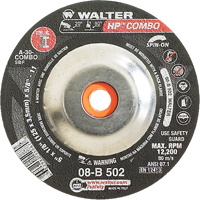 HP Combo Spin-On Combination Wheel, 5" x 1/8", 5/8"-11 Arbor, Type 27S Equipex