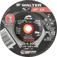 Double-X Depressed Centre Grinding Wheel, 5" x 1/4", 5/8"-11 Arbor, Type 27S Equipex