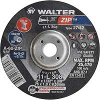 Zip Cutting and Grinding Wheel, 3" x 1/13", 3/8" Arbor, Type 27, 60 Grit, Aluminum Oxide Equipex