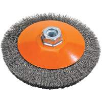 Saucer Crimped Wire Wheel, 5" Dia., 0.012" Fill, 5/8"-11 Arbor Equipex