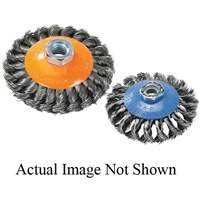 Knot-Twisted Wire Saucer Cup Brush, 6" Dia. x 5/8"-11 Arbor Equipex