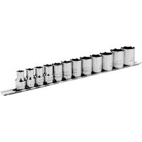 Metric Socket Set, 12 Pcs, 3/8" Drive Size Equipex