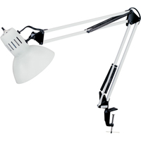 Swing Arm Clamp-On Desk Lamps, 100 W, Incandescent, C-Clamp, 36" Neck, White Equipex