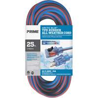 Arctic Blue TPE-Rubber Locking Extension Cord, All-Weather, SJEOW, 12/3 AWG, 15 A, 25' Equipex