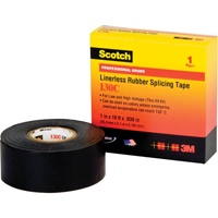 Rubans isolants en caoutchouc sans doublure Scotch 130C, 25,4 mm (1") x 9,14 m (30'), Noir Equipex