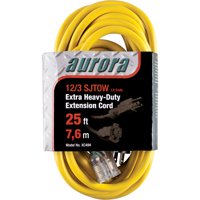 Vinyl Extension Cord with Light Indicator, Outdoor, SJTOW, 12/3 AWG, 15 A, 25' Equipex