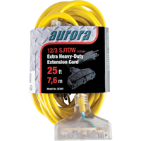 Vinyl Extension Cord with Light Indicator, Outdoor, SJTOW, 12/3 AWG, 15 A, 3 Outlet(s), 25' Equipex