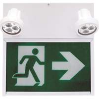 Running Man Exit Sign, LED, Battery Operated/Hardwired, 12" L x 12 1/2" W, Pictogram Equipex