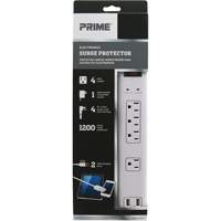 Limiteurs de surtension avec chargeur USB, 4 Prises, 1200 J, 1875 W, Cordon 4' Equipex