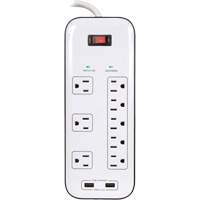 Limiteurs de surtension avec chargeur USB, 8 Prises, 2400 J, 1875 W, Cordon 6' Equipex
