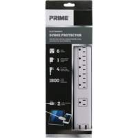 Limiteurs de surtension avec chargeur USB, 6 Prises, 1800 J, 1875 W, Cordon 4' Equipex