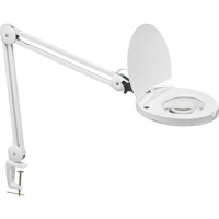 Lampe loupe DEL avec support en A, Dioptrie 3, Ampoule DEL, Bras de 47", Pinces serre-joints, Blanc Equipex