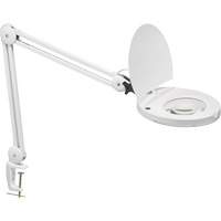 Lampe loupe ajustable, Dioptrie 5, Ampoule DEL, Bras de 47", Pinces serre-joints, Blanc Equipex