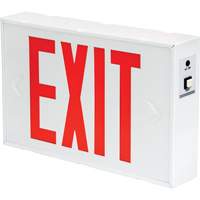 Exit Sign, LED, Battery Operated/Hardwired, 12-1/5" L x 7-1/2" W, English Equipex