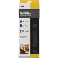 Bloc multiprise pour atelier en m&eacute;tal, 6 Prise(s), 10', 15 A, 1875 W, 125 V Equipex