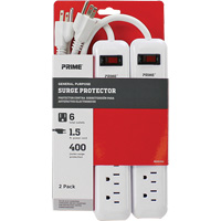Surge Protector 2-Pack, 6 Outlets, 400 J, 1875 W, 1.5' Cord Equipex