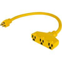 Extension Power Adapter, Outdoor, STOW, 12/3 AWG, 15 A, 3 Outlet(s), 2' Equipex