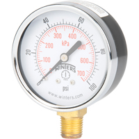 Pressure Gauge, 2-1/2" , 0 - 100 psi, Bottom Mount, Analogue Equipex